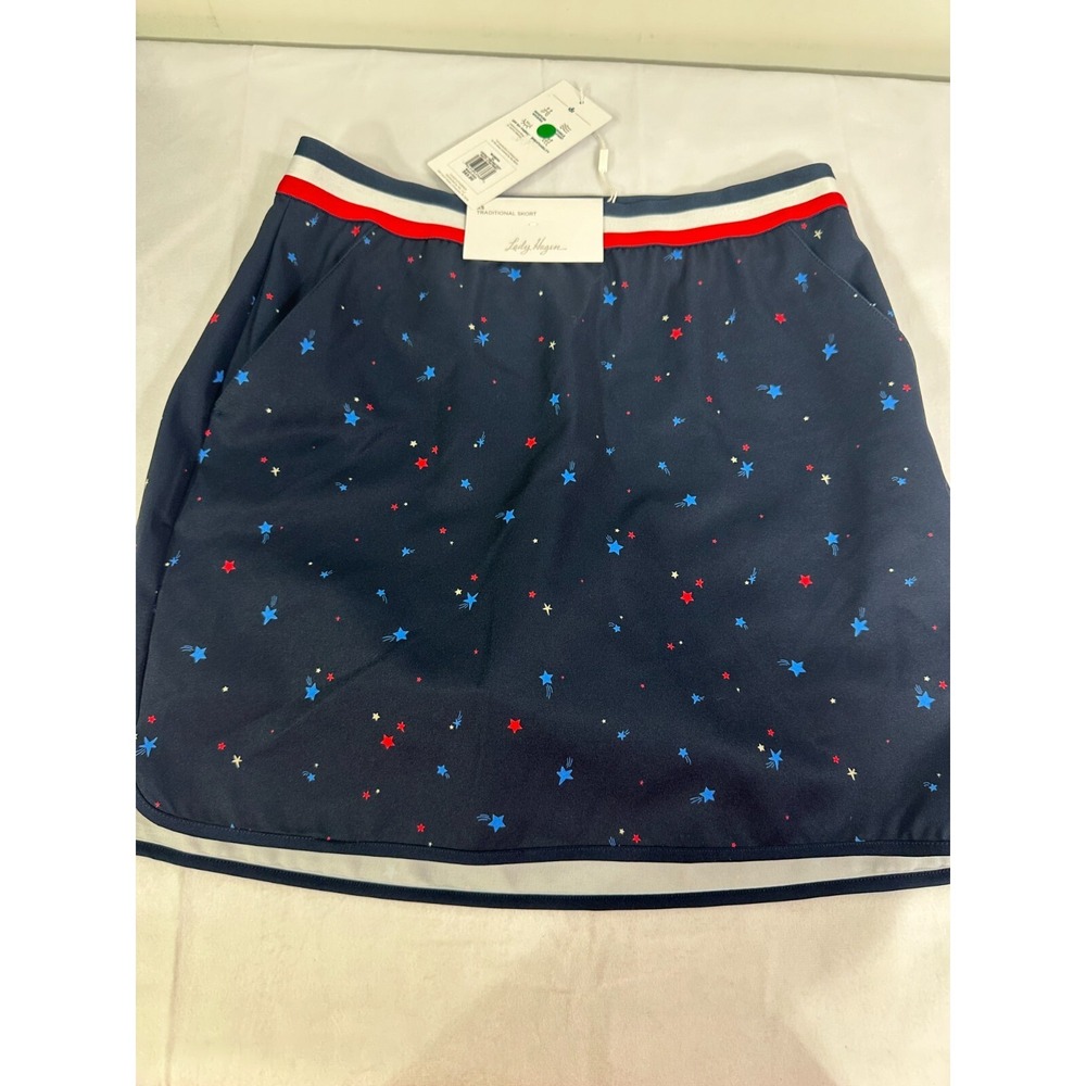Lady Hagen Navy Star-Print Golf Skort with Red & Blue Trim